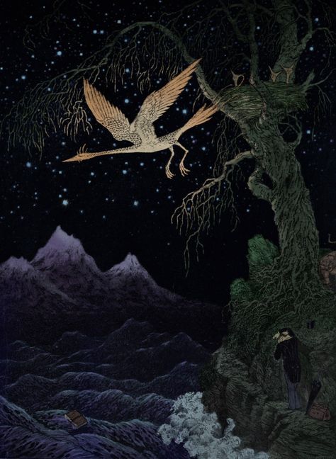 Enchanted Booklet.com - Ιllustration for Lord Dunsany’s “The Bird of the... Sidney Sime, Lord Dunsany, Starry Night Art, The Land Of Nod, Magical Art, Fantasy Paintings, Fairytale Art, Mystical Art, A Level Art