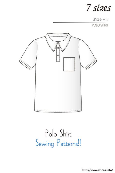 Polo Shirt Pattern Sewing, How To Make Polo Shirts Cute, Shirt Sewing Pattern Free, Shirt Sewing Patterns, Sewing Skirts Patterns, Polo Shirt Pattern, Polo Pattern, Sewing Pattern Free, T Shirt Sewing Pattern