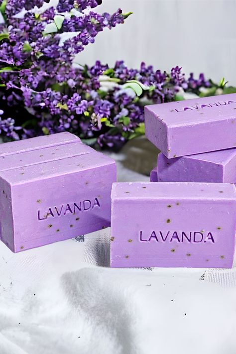 Purple Soap Aesthetic, Lavanda Aesthetic, Lavender Cosmetic, Watermelon Candle, Purple Soap, Soap Photography, Lavender Soap Bar, Lavender Soap, Organic Soap