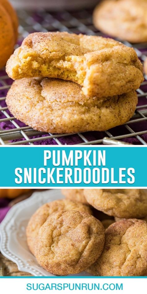 These pumpkin snickerdoodles are a fun fall spin on classic snickerdoodles! My recipe has the perfect soft and chewy (not cakey!) texture with a buttery pumpkin flavor. Recipe includes a how-to video! Pumpkin Snickerdoodles, Pumpkin Cookie Recipe, Fall Baking Recipes, Pumpkin Spice Recipe, Snickerdoodle Cookies, Pumpkin Recipes Dessert, Crinkle Cookies, Homemade Pumpkin, Spice Recipes