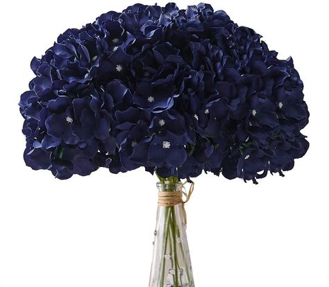 Aviviho Hydrangea Silk Flowers Navy Blue Heads Pack of 10 Full Hydrangea Flowers Artificial with Stems for Wedding Home Party Shop Baby Shower Décor : Amazon.ca: Home Wedding Decor Vases, Flowers With Stems, Flowers Hydrangea, Romantic Candle Light Dinner, Bouquet Home Decor, Fake Hydrangeas, Wedding Reception Table Decorations, Reception Table Decorations, Hydrangea Colors