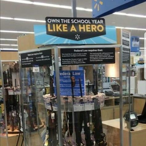 I believe you have the right to bear arms...I do not believe that a local Walmart in NC should post a sign that says own the school year like a hero above a gun display..I am appalled to say the least..and people wonder why I boycott Wally world.. Pumped Up Kicks, R Memes, Edgy Memes, Funny Photos, Dankest Memes, Funny Images, Fortnite, Funny Jokes, Funny Pictures