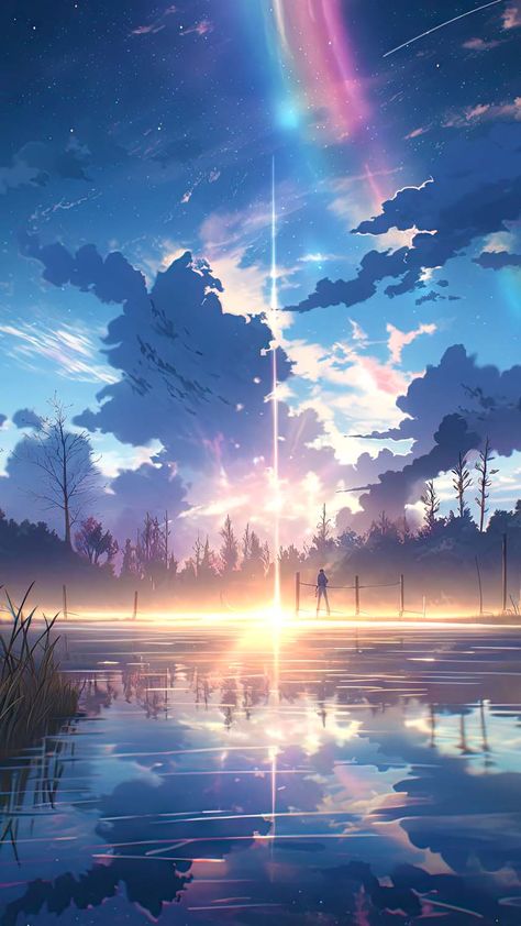 Anime Sky Reflection IPhone Wallpaper HD - IPhone Wallpapers : iPhone Wallpapers Ciel Anime, Sky Reflection, Sky Anime, Ipad Wallpapers, Cool Backgrounds Wallpapers, Cool Wallpapers Art, Beautiful Landscape Wallpaper, Fantasy Art Landscapes, Sky Art