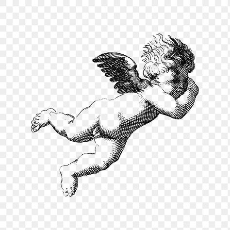 Cupid Vintage, Cupid Cherub, Png Illustration, Baby Scan, Png Aesthetic, Book Binding, Free Illustrations, Vintage Painting, Flash Tattoo