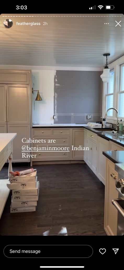 Indian River Benjamin Moore, Benjamin Moore Cabinet Colors, Interior Paint Colors For Living Room, Condo Kitchen, Indian River, Kitchen Cabinet Remodel, Paint Colors For Living Room, Interior Paint Colors, Cabinet Colors