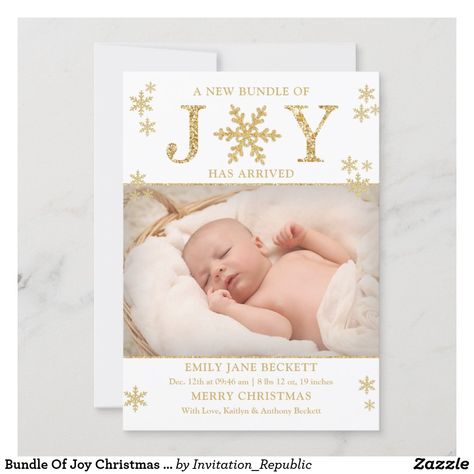 Bundle Of Joy Christmas Birth Announcement Baby Announcement Christmas Card, Baby Announcement Christmas, Starry Christmas, Baby Milestone Chart, Christmas Birth Announcement, Snowflake Photos, Baby Milestone Photos, Christmas Holiday Photos, Glitter Invitations