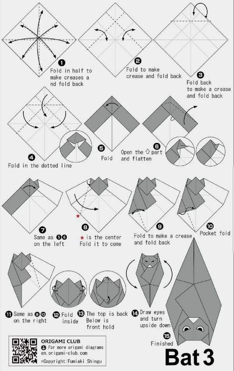 Origami Bat Tutorial, How To Make A Bat, Halloween Paper Crafts For Adults, Origami Bats, Bat Origami, Origami Halloween Decorations, Bat Diy, Origami Bat, Quick Halloween Crafts