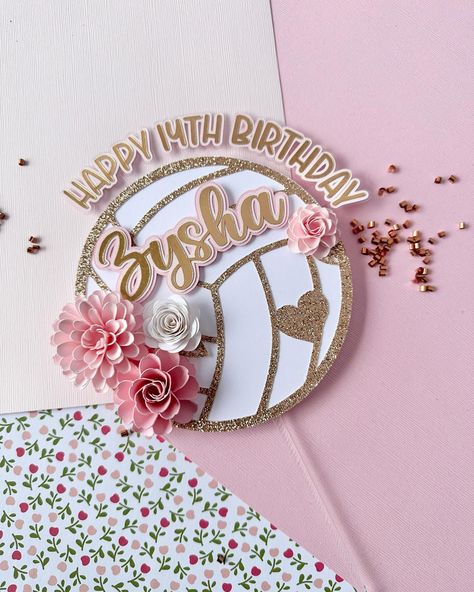 Photo dump of this cutie 💕 We can always customize the colors & sport 🤍 . . . #volleyballtopper #volleyballdecoratedcookies #volleyballcake Volleyball Cake Topper, Sports Party Decor, Volleyball Cake, Volleyball Birthday Party, Volleyball Party, Acrylic Topper, Sports Party Decorations, Sports Party, 14th Birthday