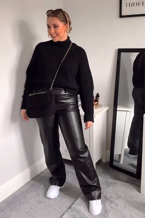 NA-KD co-ord faux leather straight … curated on LTK Straight Leg Leather Trousers Outfit, Pants Winter Outfit, Leather Trousers Outfit, Trouser Outfit, Outfit Winter, Leather Trousers, Leather Outfit, Straight Pants, Co Ord