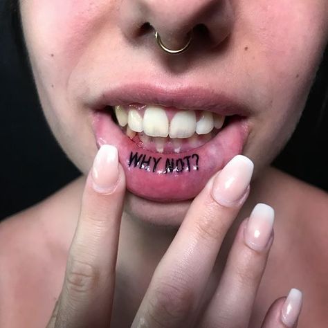 Tattoo Inside Lip, Inside Lip Tattoos Ideas, Inner Lip Tattoo Words, Small Lips Tattoo, Funny Lip Tattoo, Cute Lip Tattoos, Inner Lip Tattoo Ideas, Tatto Lips, Lip Tats