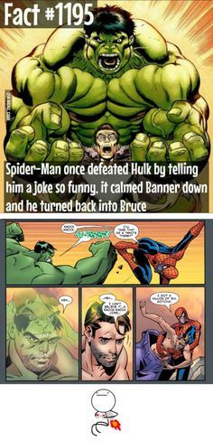 Saw a post looking for the joke. Here it is. Spiderman vs Hulk. - Visit now to grab yourself a super hero shirt today at 40% off! Spiderman Facts, Spider Man Facts, Spiderman And Hulk, Spiderman Vs Hulk, Hulk Funny, Wallpaper Spider Man, Comic Facts, Spider Man Ps4, Superhero Facts