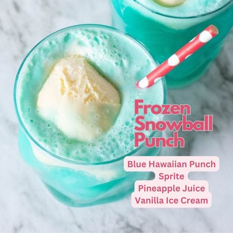 MyBartender - Frozen Snowball Punch Recipe - a creamy,... Christmas Punch Recipes Alcoholic, Punch Recipes Alcoholic, Snowball Punch, Blue Party Punch, Best Christmas Punch, Frozen Themed Party, Blue Hawaiian Punch, Whipped Cream Vodka, White Cranberry Juice