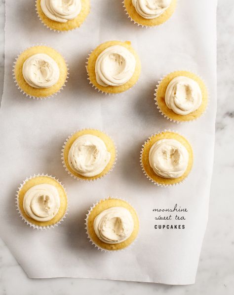 moonshine sweet tea cupcakes recipe Almond Milk Tea, Tea Cupcakes, Tea Cup Cake, Moonshine Recipes, Love And Lemons, Chocolate Cupcakes, Sweet Tea, Beignets, Cupcake Recipes