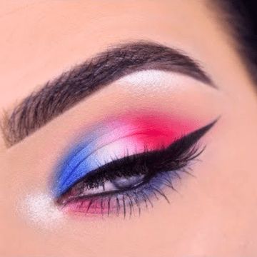 Red White And Blue Makeup, White And Blue Makeup, Patriotic Makeup, White Eye Makeup, 4th Of July Makeup, Blue Smokey Eye, Bold Makeup Looks, Makeup Tutorial Eyeliner, Youtube Design