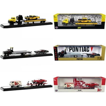 Brand new 1/64 scale diecast models of Auto Haulers Set of 3 Trucks Release 59 Limited Edition to 8400 pieces Worldwide die cast models by M2 Machines. Brand new boxes. Real rubber tires. True-to-scale detail. Officially licensed product. Detailed interiors, exteriors. Die-cast metal body and chassis. Dimensions approximately L-9.5 inches long. Manufacturer's original unopened packaging. Each model packed in an individual plastic display showcase. PLEASE NOTE: Might come with a chase truck inste Chase Truck, Star Trek Models, Ford Fairlane 500, Diecast Trucks, Fairlane 500, Chasing Cars, Display Showcase, Flatbed Trailer, Ford Fairlane