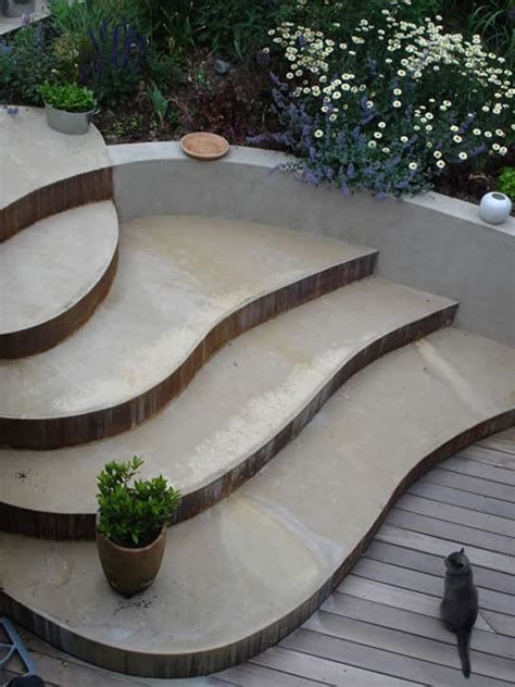 Best 5 Concrete Stairs Outdoor #stairs #stairsdesign #design #ideas Patio Stairs, Patio Steps, Stairs Ideas, Garden Stairs, Concrete Stairs, Outdoor Steps, Sloped Garden, Garden Steps, Outdoor Stairs