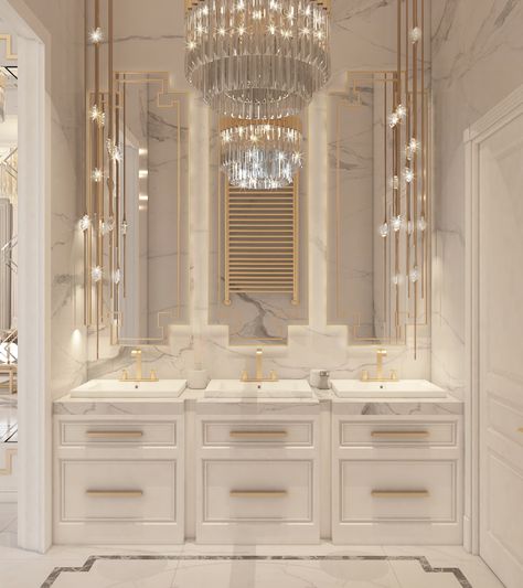 Classical ELEMENTS | Dubai Villa on Behance Classic Bathroom Design Luxury, Classical Bathroom, Dining Room Design Luxury, Classic Bathroom Design, Modern Bathroom Tile, Bathroom Vanity Designs, Vanity Design, Bathroom Tile Designs, Classic Bathroom