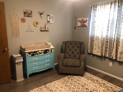 Clutter picture wall. Western diaper changer. Cow. Western Baby Girl Nursery, Rustic Nursery Room Ideas, Western Baby Girls, Western Nursery, Indian Theme, Western Baby, Nursery Girl, Western Babies, Theme Nursery