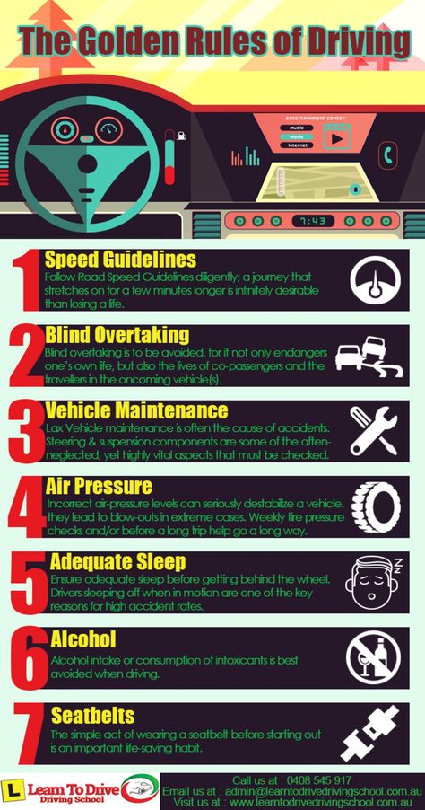 The Golden Rules of Driving Infographic Driving Rules, Driving Practice, Driving License, Best Anime Couples, Golden Rule, Daycare Activities, Classroom Management, Anatomy