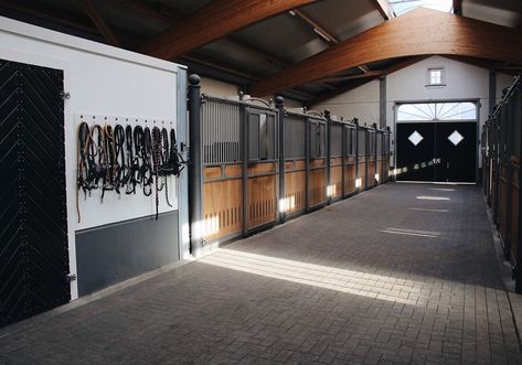 Stud Farm Design, L Shaped Stables, Luxury Horse Stables, Luxury Horse Barns, Horse Stables Design, Dream Barn Stables, Equestrian Stables, Stable Ideas, Barn Stalls