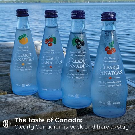 Clearly Canadian Water, Canadian Drinks, Clearly Canadian, Flavoured Water, Vernon Bc, Sparkling Mineral Water, Oh Canada, Long Lost Love, Blue Glass Bottles