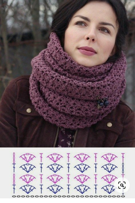 Crochet Scarf Diagram, Crochet Lace Scarf Pattern, Crochet Shawl Free, Crochet Scarf Pattern, Crochet Neck Warmer, شال كروشيه, Crochet Stitches Diagram, Crochet Scarf Pattern Free, Crochet Shawls And Wraps