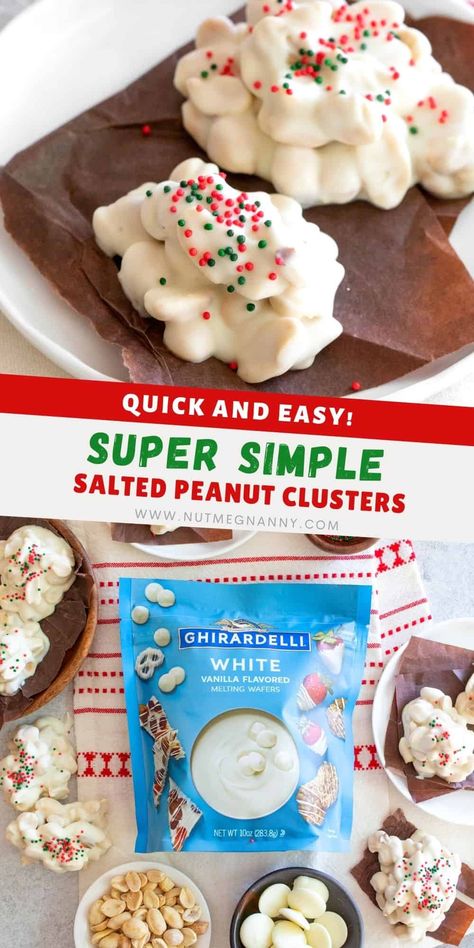 White Chocolate Wafer Recipes, Ghirardelli Melting Wafers Recipe, Ghirardelli White Chocolate Recipes, Melting Wafers Recipes, Candy Melts Recipe, Holiday Candy Recipes, Candy Wafers, Peanut Clusters, Easy Candy Recipes