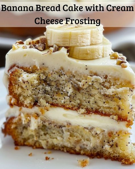 Fluffy Banana Bread, Banana Bread Cake, Stick Butter, Cake With Cream Cheese Frosting, With Cream Cheese Frosting, Bread Cake, Banana Cream, Cake With Cream Cheese, Banana Cake