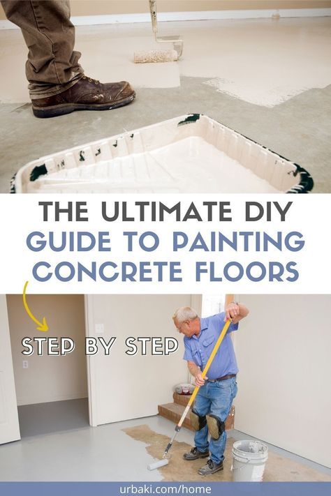 Transform your dull concrete floors into a stunning focal point with this easy guide on how to paint like a pro. You'll be amazed at how a simple coat of paint can instantly revamp your space and give it a fresh, new look. We'll guide you through the entire process, from prepping the surface to selecting the perfect color palette to ensure that your floors perfectly complement your decor. With our expert tips and techniques, you'll achieve a professional-looking finish that will make your... How To Paint A Basement Floor, Repainting Concrete Floors, How To Paint A Concrete Floor, Cement Floor Paint Ideas, Refinishing Concrete Floors, How To Paint Concrete Floors, Painting Concrete Floors Indoor, Painting Indoor Concrete Floors, Painting Concrete Floors