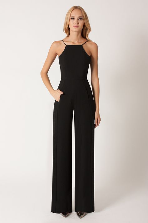 Such an elegant black jumpsuit by Black Halo Jackie Dress, Petite Jumpsuit, Black Halo, Jackie O, Beauty Style, La Fashion, Dressy Outfits, Formal Attire, Square Cut