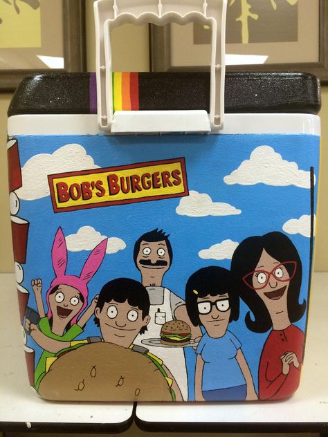 bob's burgers cooler Bobs Burgers Painting, Nashville Formal, Brick Painting, Bobs Burger, Cooler Ideas, Trippy Painting, Cute Laptop Wallpaper, Canvas Drawing, Bob's Burgers