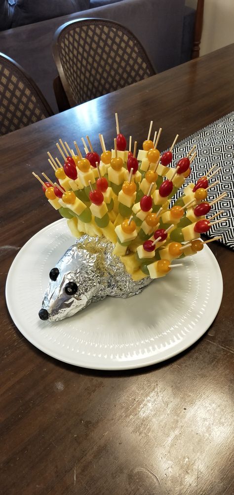 1970s Food Parties, Cheese And Pineapple Hedgehog, 70s Party Food, Cheese And Pineapple, 1970s Food, 70s Birthday Party, 70s Birthday, 70s Theme, 70s Party