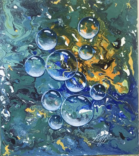 Bubble Reference, Painted Bubbles, Sea Life Painting, Pouring Acrylic Paint, Underwater Bubbles, Cell Art, Jewelry Painting, Water Paintings, Paint Pours