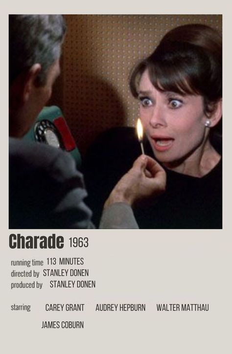 Charade Movie, Charade 1963, Walter Matthau, Polaroid Posters, Cary Grant, Movie Posters Minimalist, Film Posters, Minimalist Poster, Audrey Hepburn