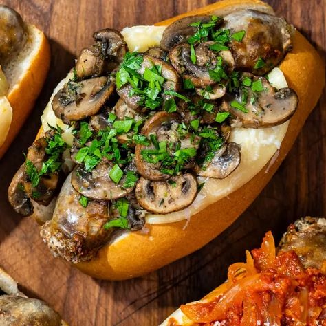 Sausage Sandwiches with Garlicky Mushrooms and Provolone | Cook's Country Chopped Cheese Sandwich, Italian Sausage Sandwich, Sausage Sandwich, Italian Pork, Cooks Country Recipes, Pork Sausages, Donut Toppings, Sausage Sandwiches, Best Sausage