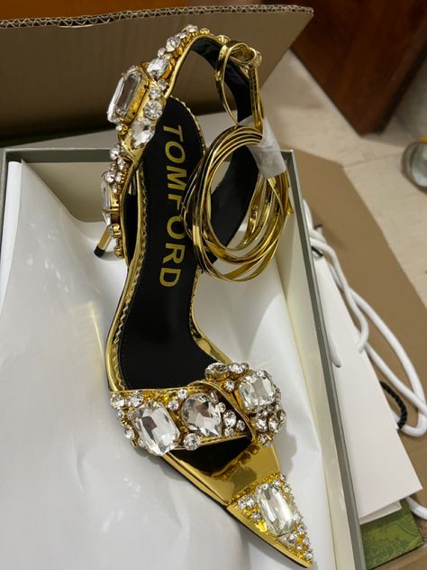 Tom Ford Heels, Slippers Heels, Glam Shoes, Tom Ford Shoes, Heels Aesthetic, Jeweled Shoes, Heels Sneakers, Crystal Heels, Jeweled Sandals