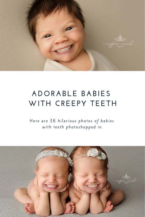 We can all agree that babies are adorable, and that a nice set of pearly whites is desirable. That said, there’s something about babies with teeth that is, well… hilariously creepy. #momhumor #newbornhumor #newborn #newmom #humor Teething Baby Humor, Creepy Teeth, Photos Of Babies, Teeth Humor, Baby Trivia, Newborn Baby Care, Mom Truth, Wanting A Baby, Baby Facts