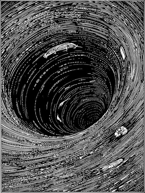 Free Image on Pixabay - Vortex, Whirlpool, Line Art, Eddy Black Hole Tattoo, Black Hole Wallpaper, Harry Clarke, Recycled Book, Allen Poe, Edgar Allen Poe, Edgar Allan, Edgar Allan Poe, Improve Sleep