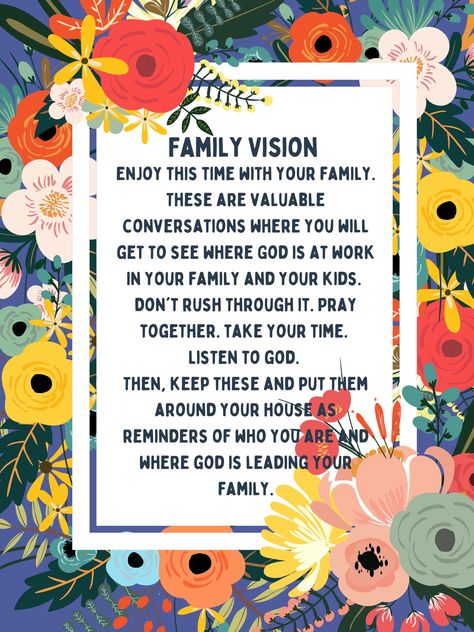 Family Discipleship Intentional Conversations, Family Discipleship, Family Vision, Vision And Mission Statement, Family Mission, Vision Statement, Spring Boards, Mission Statement, New School Year