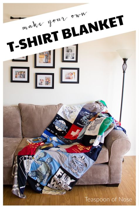 Tshirt Quilt Diy, Sewing Knowledge, Tshirt Quilt Pattern, T Shirt Blanket, Shirt Blanket, Tee Shirt Quilt, Memory Blanket, Tshirt Blanket, Diy T Shirt