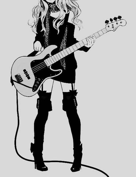 Guitar Illustration, Guitar Drawing, Guitar Girl, Guitar Art, Girls Illustration, Anime Music, Drawing Poses, Profile Pictures, Girl Drawing