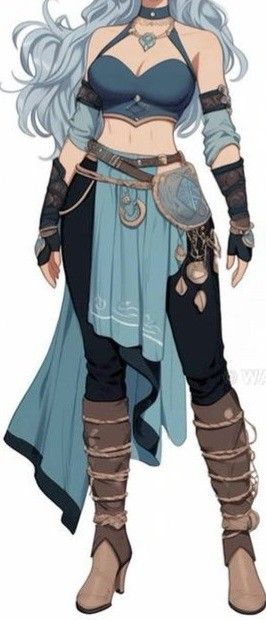 Adventuring Outfit Dnd, Earth Kingdom Clothes, Female Adventurer Outfit, Adventurer Outfit, Female Adventurer, Dnd Outfits, Mountain Clothes, Epic Hair, Fantasy Ideas