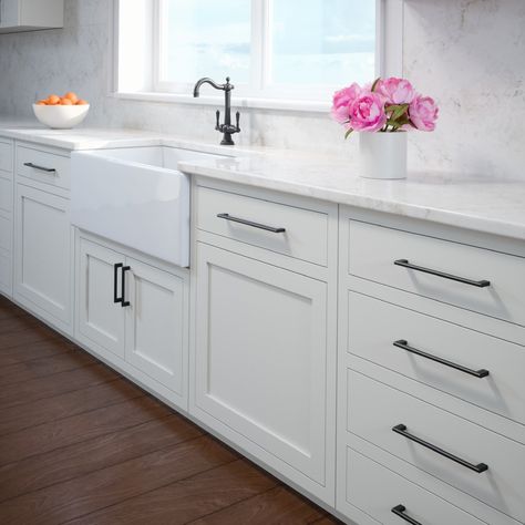 Black counters white cabinets