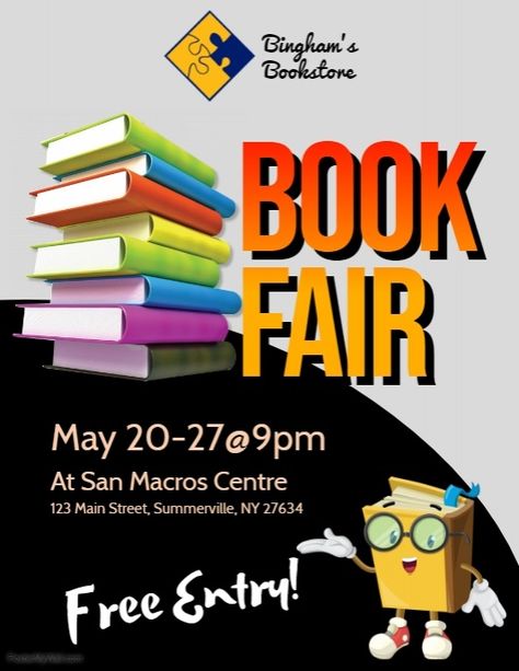 Book Fair Flyer Book Fair Poster Ideas, Poster Template Free, Concert Flyer, Book Party, Sale Flyer, Book Fair, Selling Books, Library Books, Book Binding