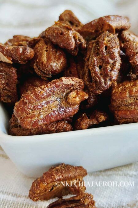 Air Fryer Pecans (Honey-Roasted Pecans Recipe) - Nkechi Ajaeroh Roasted Pecans Recipe, Fall Finger Foods, Honey Roasted Pecans, Keto Candy, Roasted Pecans, Salad Toppings, Pecan Recipes, Roasted Nuts, Easy Air Fryer