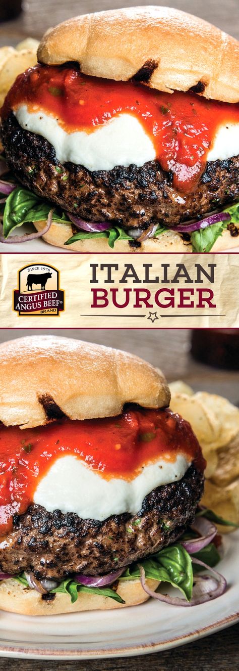 Italian Burger, Beef Appetizers, Ground Chuck, Best Beef Recipes, Potato Roll, Tailgating Recipes, Gourmet Burgers, Focaccia Bread, Angus Beef