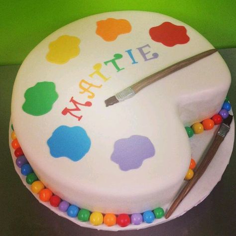 Paint palette cake Paint Pallet Cake Ideas, Paint Palette Cake, Art Palette Cake, Paint Pallet Cake, Painting Cake Ideas, Pallet Cake, Palette Cake, Art Party Cakes, Paint Cake