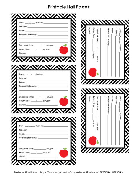 FREE Printable Hall Pass and Supply Alert Cards Classroom Passes, About Teacher, School Nurse Office, Teachers Room, School Hall, Teaching Organization, School Social Worker, Substitute Teaching, Hall Pass