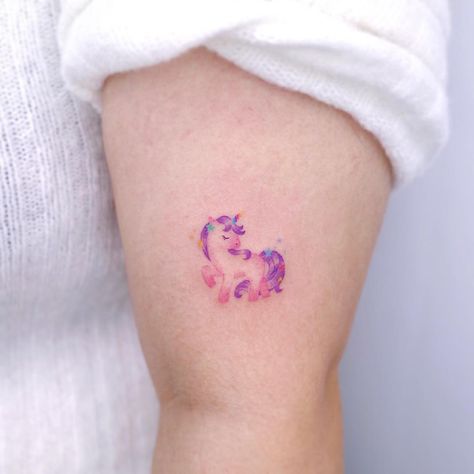 Cute little unicorn tattoo STUDIOBYSOL_NEMO on Instagram: “🦄 .” Unique Unicorn Tattoo, Pink Unicorn Tattoo, Mini Unicorn Tattoo, Watercolor Unicorn Tattoo, Tiny Unicorn Tattoo, Simple Unicorn Tattoo, Cute Unicorn Tattoo, Small Unicorn Tattoo, Unicorn Tattoo Ideas