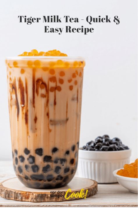 Tiger Bubble Tea, Tiger Milk Tea Recipe, Healthy Boba Tea Recipe, Boba Business, Tiger Milk Tea, Easy Bubble Tea Recipe, Bubble Tea Homemade, Caramel Milk Tea, Boba Party